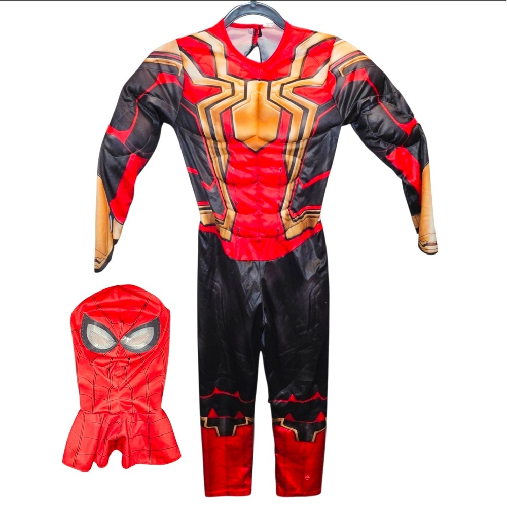 Marvel Iron Spider Costume Boys Size 8/10 Red Black Gold Padded Muscle Chest